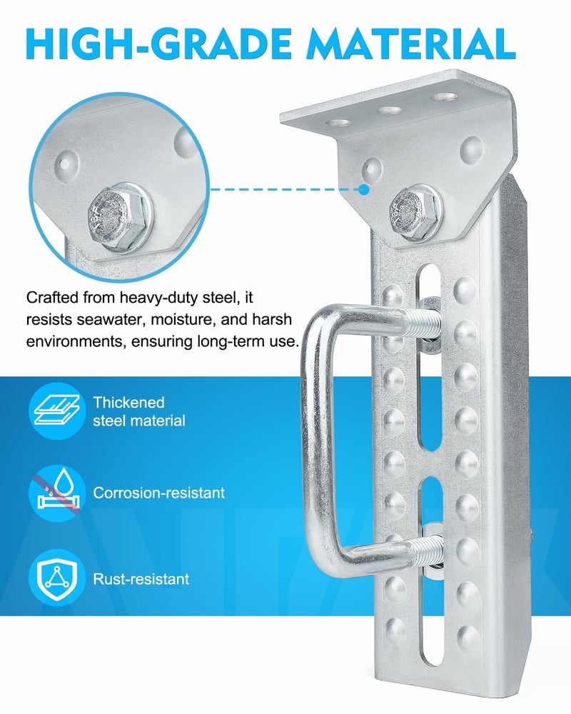 Aupar Heavy Duty 8" Boat Trailer Bunk Brackets, 4 PCS Galvanized Swivel Top Bunk Bracket Kit for 1.5" x 3", 2" x 3", 3" x 3" Boat Trailer Crossmember - Image 4
