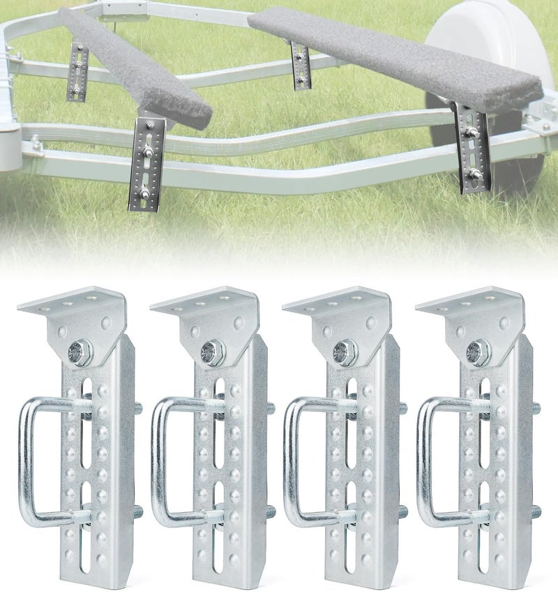 Aupar Heavy Duty 8" Boat Trailer Bunk Brackets, 4 PCS Galvanized Swivel Top Bunk Bracket Kit for 1.5" x 3", 2" x 3", 3" x 3" Boat Trailer Crossmember - Image 1