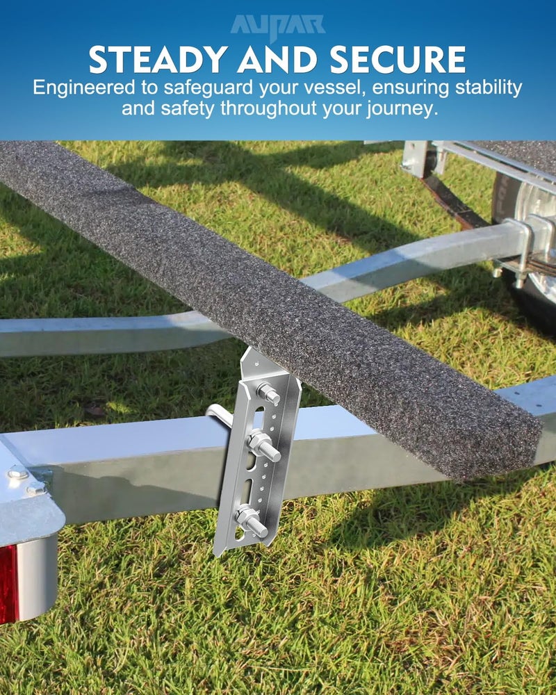 Aupar Heavy Duty 8" Boat Trailer Bunk Brackets, 4 PCS Galvanized Swivel Top Bunk Bracket Kit for 1.5" x 3", 2" x 3", 3" x 3" Boat Trailer Crossmember - Image 2