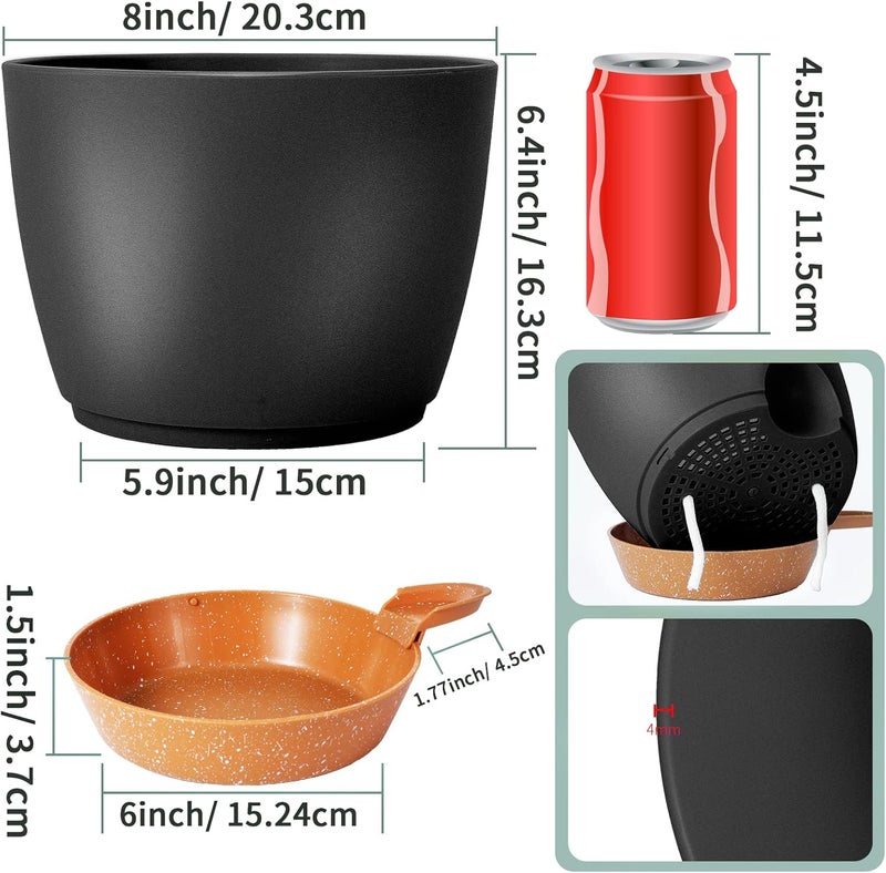 GARDIFE Plant Pots Set of 2 Pack 8 inch,Planters for Indoor Plants with Drainage Holes, Modern Decorative Flower Pots for All House Plants, Flowers, Black&Brown - Image 2