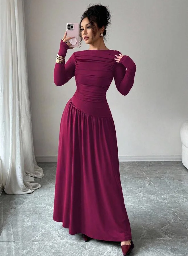 ستايلي Magenta Ruched A-Line Maxi Dress