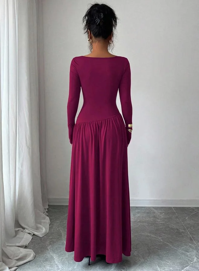 ستايلي Magenta Ruched A-Line Maxi Dress