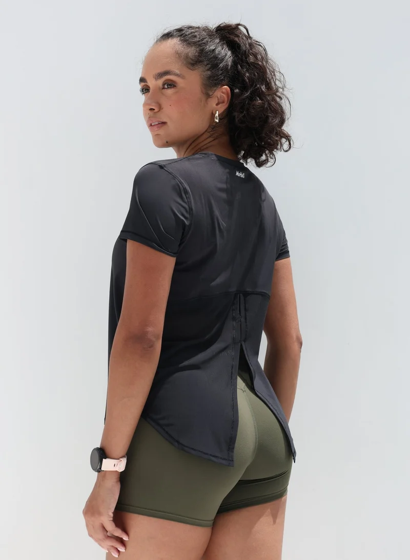 Mohuki Black Active Short Sleeve Top for Women | Best Price UAE