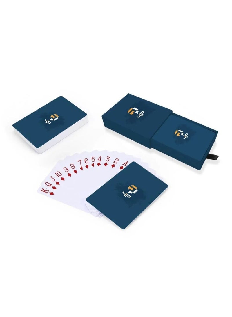 Four Plus 4P Baloot Cards - High Quality and Shatter Resistant - Blue Color - 54 Playing Cards with a Stylish Pull-Out Card Case - Image 1
