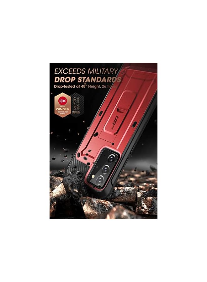 SupCase Unicorn Beetle Pro Series Case for Samsung Galaxy Note 20 (2020 Release), Full-Body Rugged Holster & Kickstand Without Built-in Screen Protector (Metallic Red) - Image 3