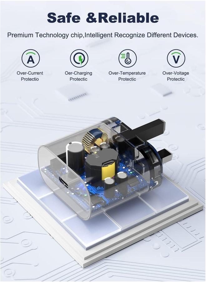 بروماس شاحن سريع بقوة 25 وات لهاتف Samsung Galaxy S24 وS24+ وS23 وS23+ وS22 وS22Ultra وS22+ وS21 وS20 وA32 وA33 وA53 وA73، مع قابس شحن USB C فائق السرعة مع كابل شحن من النوع C بطول 1 متر - Image 4