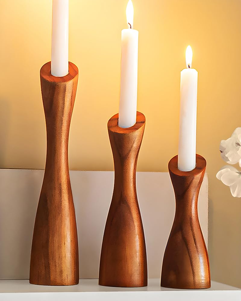 OLEEK wooden taper candle holders  wood taper candle holders for Table Centerpiece  wood candlestick holders 9 8 6  wooden candlestick holder for 78 candle stick candlesticks holders woods