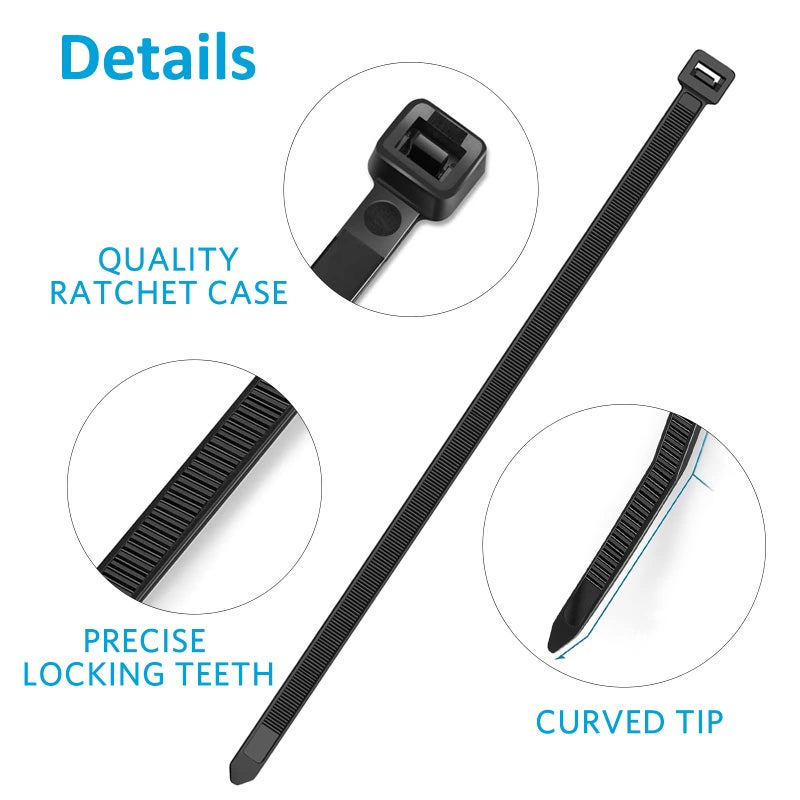 TANTTI Zip Ties 12 inch, Black Zip Ties 1000 pack, 40lb, Cable Ties, Self-locking Wire ties for indoor and outdoor use, by Tantti - Image 3