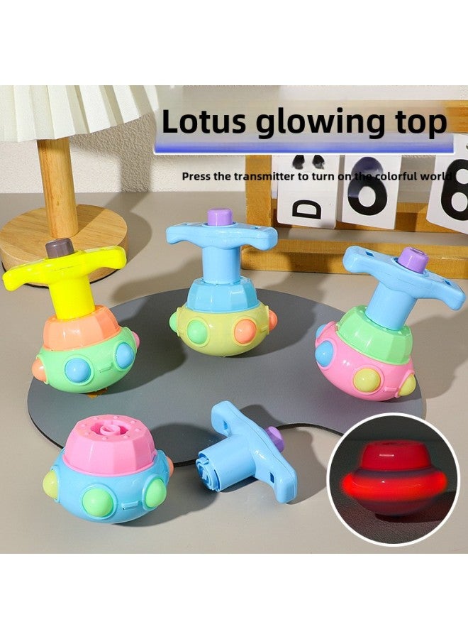 Lotus Light Top Children Luminous Lotus Top Toy Puzzle Luminous Top Toy Stall Night Market Wholesale-Color:Lotus Lighting Gyro - Random Color One  - Image 2