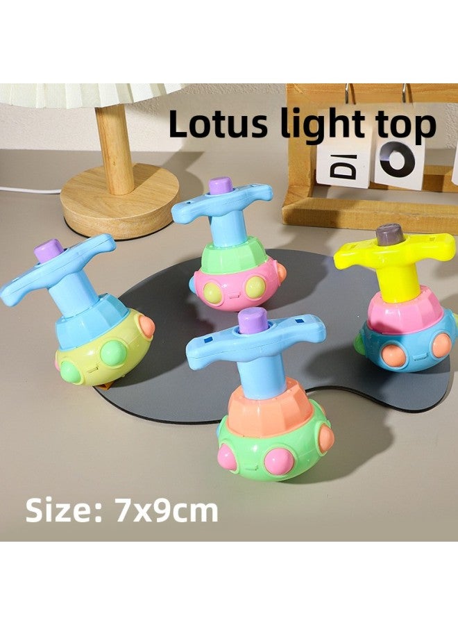Lotus Light Top Children Luminous Lotus Top Toy Puzzle Luminous Top Toy Stall Night Market Wholesale-Color:Lotus Lighting Gyro - Random Color One  - Image 1