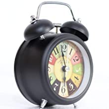 ABDobariya Alloy Steel Glass Twin Bell Edition Vintage Look with Night LED Display Table Alarm Clock 135x95 cm Black - Image 3