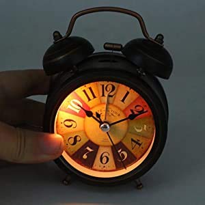 ABDobariya Alloy Steel Glass Twin Bell Edition Vintage Look with Night LED Display Table Alarm Clock 135x95 cm Black - Image 5