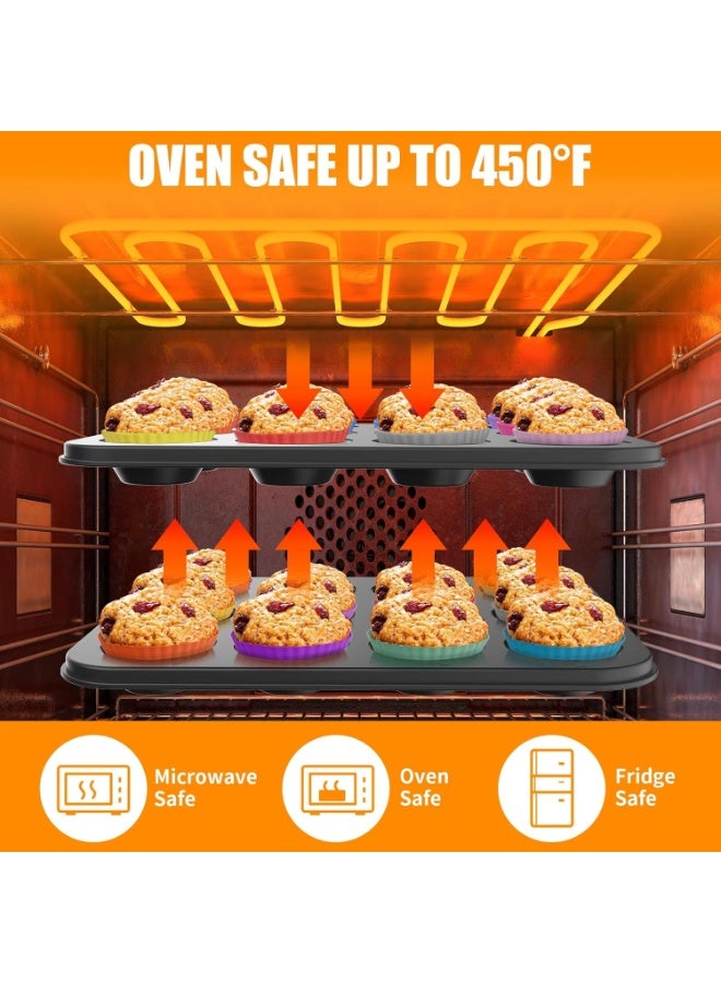 12-Cup Non-Stick Muffin Pan with Reusable Silicone Baking Cups – Premium Cupcake Baking Set for Muffins, Cupcakes, Bread, and Tarts - Image 4