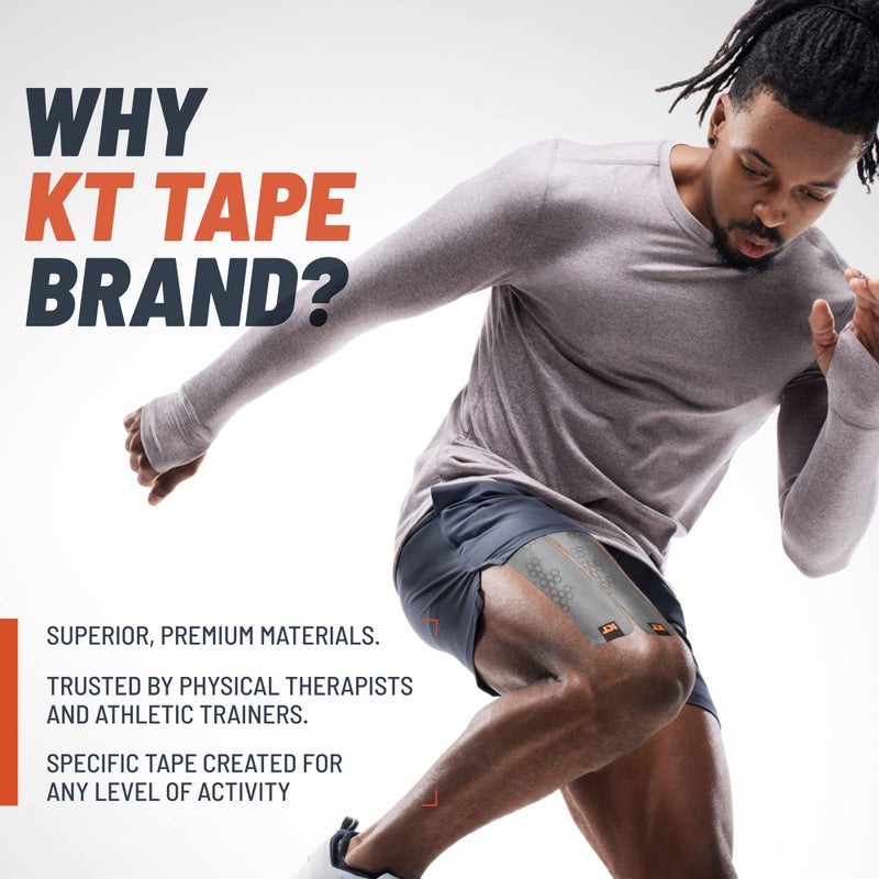 KT Tape Pro Oxygen, Synthetic Kinesiology Athletic Tape with Celliant Technology, 20 Count, 10” Precut Strips, Titanium - Image 2