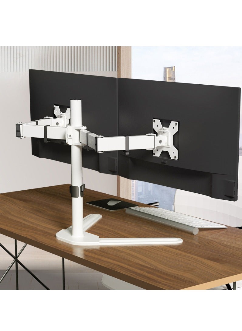 XiuWoo Dual Monitor Stand, Free Standing Desk Mount for 2 Monitors up to 32 inch, 8kg. Weight Capacity per Arm, Adjustable with VESA 75x75 or 100x100mm  - Image 1
