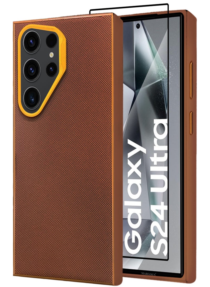 CATANES Samsung Galaxy S24 Ultra 2 Pack Vegan Leather Case, 1 Cover with 1 Screen Protector, Slim Fit, Raised Edges for Camera and Screen Protection - Image 2