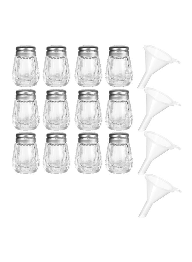 Pepper Shakers, Pack of 12 Bulk Salt and Pepper Shakers with Funnel Tool, Clear Glass Mini Salt and Pepper Shakers Set with Stainless Steel Tops for Wedding Table & Party - Image 1