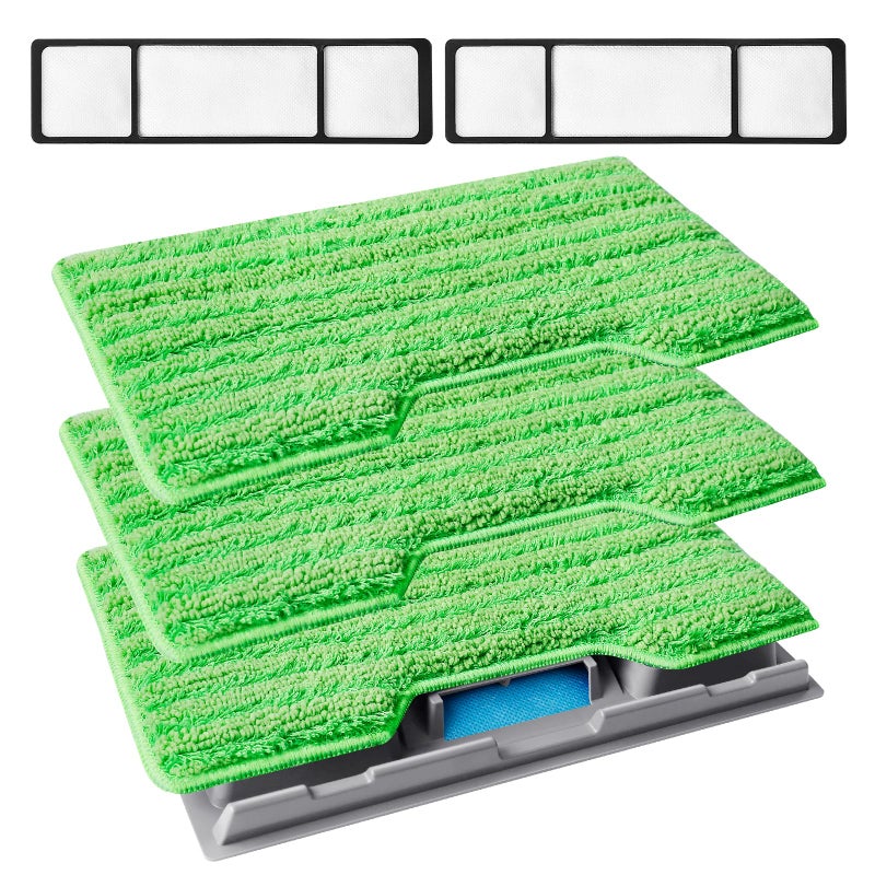 KEEPOW Reusable Mop Pads Refills Mop Replacement Pads Compatible with Shark Vac Mop VM252 VM200 VC205 VM250 QM250 VM190 VM200P12 Hardwood Floor Mop Pad with Upgraded Dirt Chamber 123 Pads