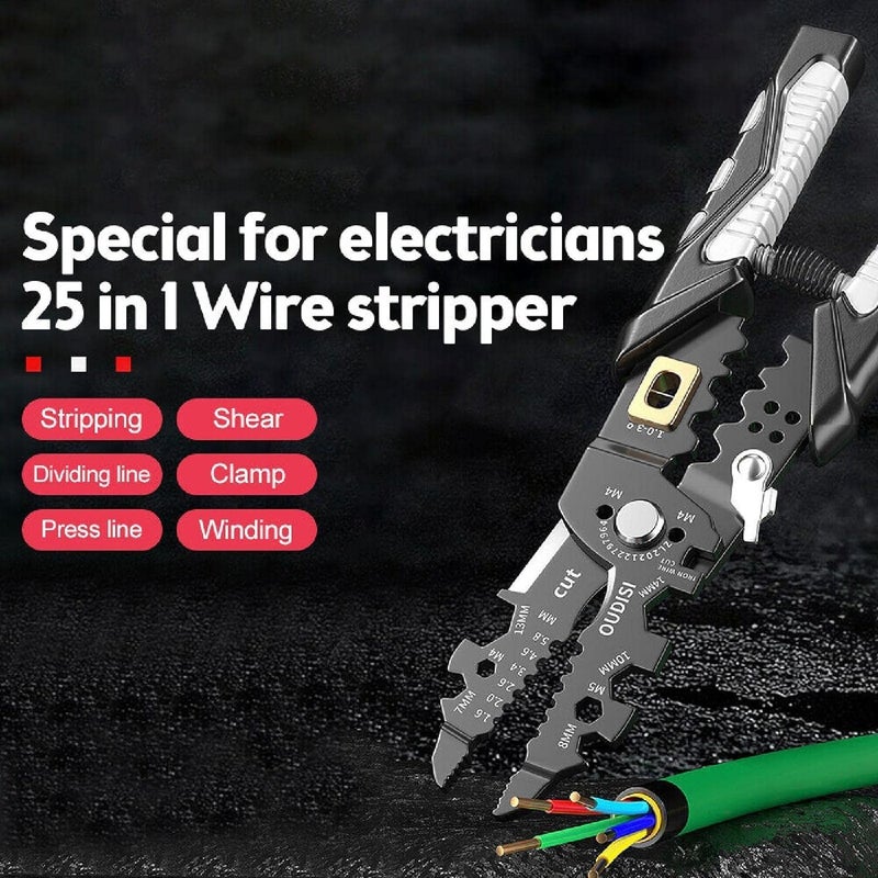 COFIEX 25in1 Wire Stripper Tool 8Inch Multifunctional Hand Tool for Electricians Professional Cable Stripper Crimper Cutter and Clamp Essential for Cutting Stripping and Shearing Wires - Image 5