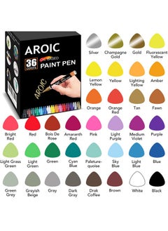 AROIC 36 Pack Paint Pens For Rock Painting - Write On Anything. Paint Pens For Rock, Wood, Metal, Plastic, Glass, Canvas, Ceramic & More! Low-Odor, Oil-Based, Medium-Tip Paint Markers  - Image 2