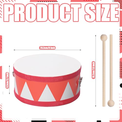 TANEMUDO 4 Pcs Drum Set for Kids 8 Inch Toddler Toy Drum 10 Drumsticks with Adjustable Strap Wooden Drum Educational Musical Instrument Toys Sensory Musical Instrument Drum for Toddler Girls Boys - Image 5