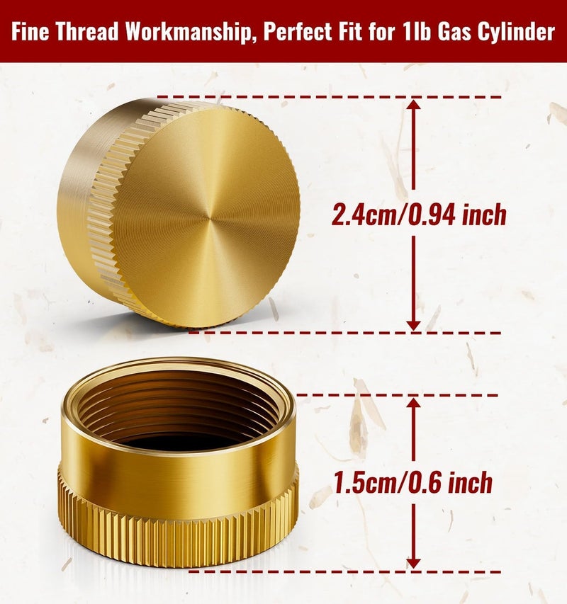 CALPOSE Propane Tank Cap, 6Pcs Solid Brass Refill Propane Bottle Cap for All 1LB Gas Tank, Cylinder Sealed Protect Cap Protects The Cylinder Thread Suitable for Camping, Barbecue, Heater, Grill - Image 5