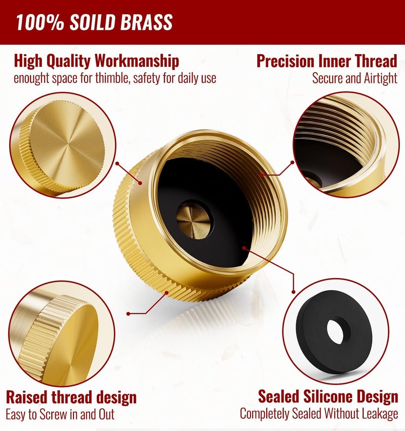 CALPOSE Propane Tank Cap, 6Pcs Solid Brass Refill Propane Bottle Cap for All 1LB Gas Tank, Cylinder Sealed Protect Cap Protects The Cylinder Thread Suitable for Camping, Barbecue, Heater, Grill - Image 4