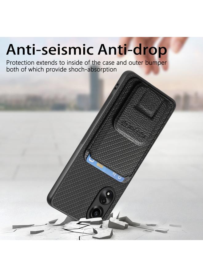 S-TOP Case For OPPO Reno9 5G Carbon Fiber Card Bag Fold Stand Phone Case - Image 4