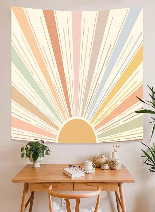 Kanuyee Boho Sun Tapestry Wall Hanging, Retro 70s Abstract Striped Aesthetic Sunrise Vintage Tapestries for Bedroom Living Room 36×48 inch - Image 3