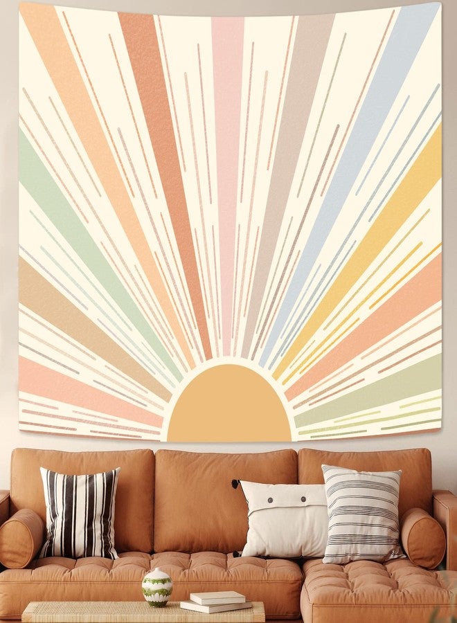 Kanuyee Boho Sun Tapestry Wall Hanging, Retro 70s Abstract Striped Aesthetic Sunrise Vintage Tapestries for Bedroom Living Room 36×48 inch - Image 2