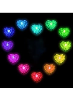 SYOSI 12 Pcs Baby Bath Toys, Glowing Color Changing Heart Bath Toy Glowing Color Changing Heart Shaped LED Light Baby Light Up Bathtub Toys for Bathroom Shower Game Swimming Pool Party