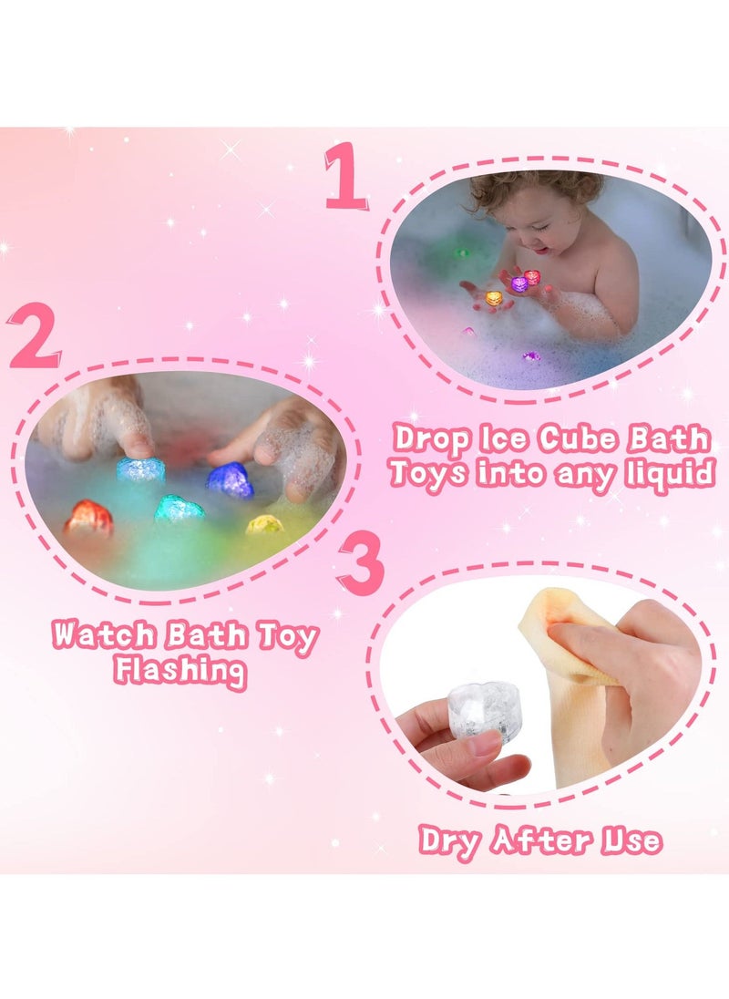 SYOSI - SYOSI 12 Pcs Baby Bath Toys, Glowing Color Changing Heart Bath Toy Glowing Color Changing Heart Shaped LED Light Baby Light Up Bathtub Toys for Bathroom Shower Game Swimming Pool Party - Image 1