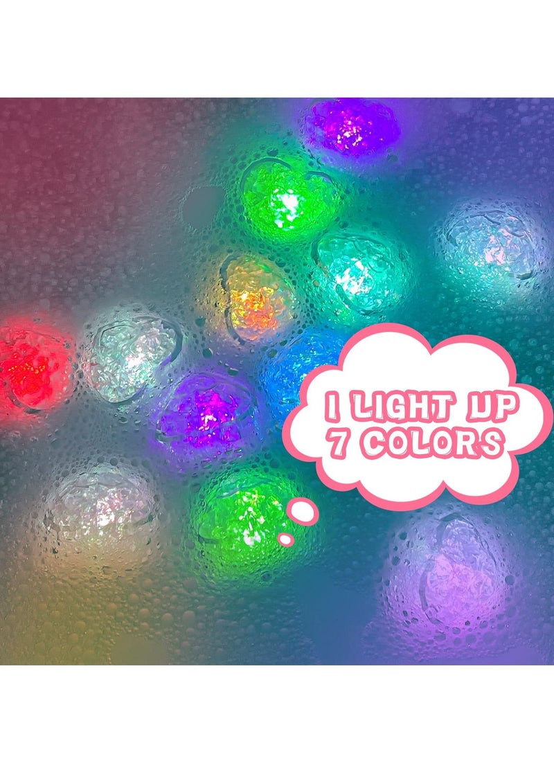 SYOSI - SYOSI 12 Pcs Baby Bath Toys, Glowing Color Changing Heart Bath Toy Glowing Color Changing Heart Shaped LED Light Baby Light Up Bathtub Toys for Bathroom Shower Game Swimming Pool Party - Image 1