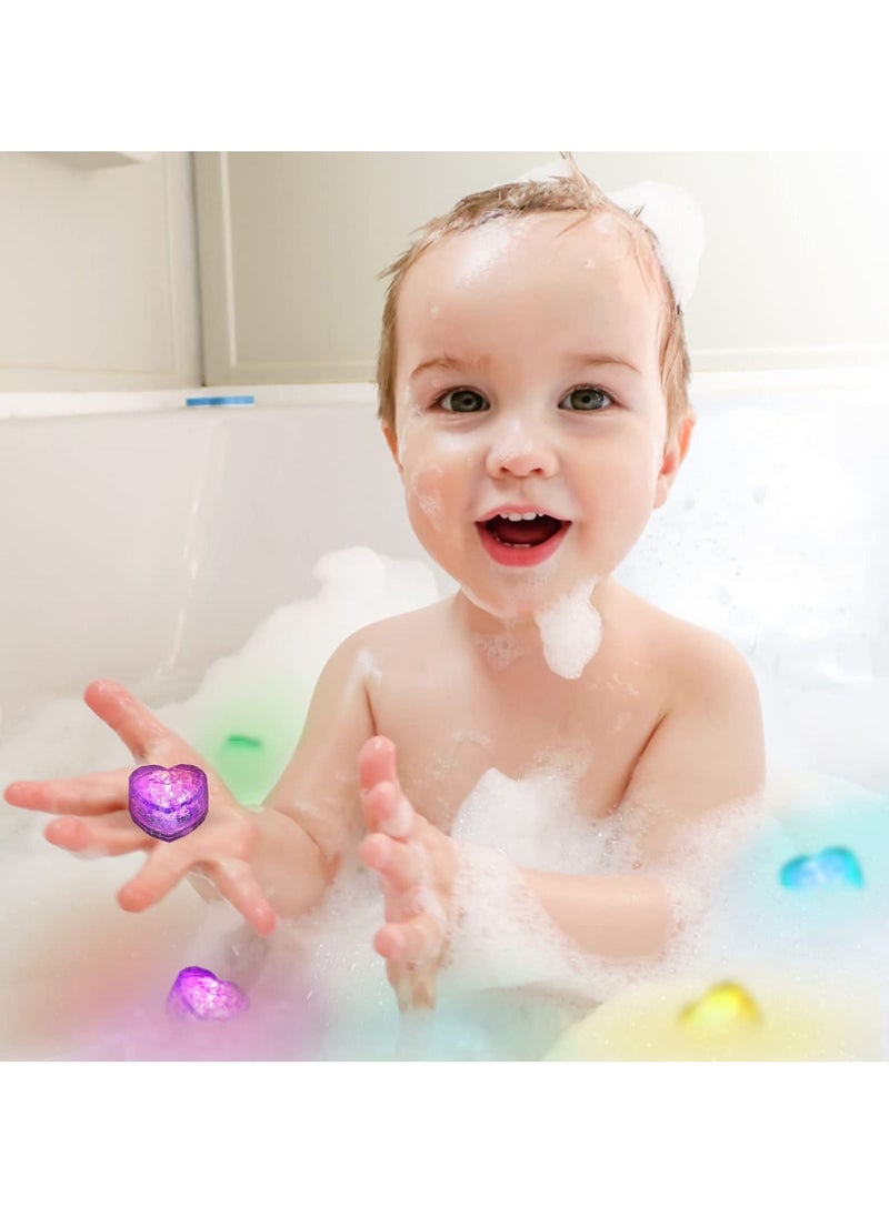 SYOSI - SYOSI 12 Pcs Baby Bath Toys, Glowing Color Changing Heart Bath Toy Glowing Color Changing Heart Shaped LED Light Baby Light Up Bathtub Toys for Bathroom Shower Game Swimming Pool Party - Image 1