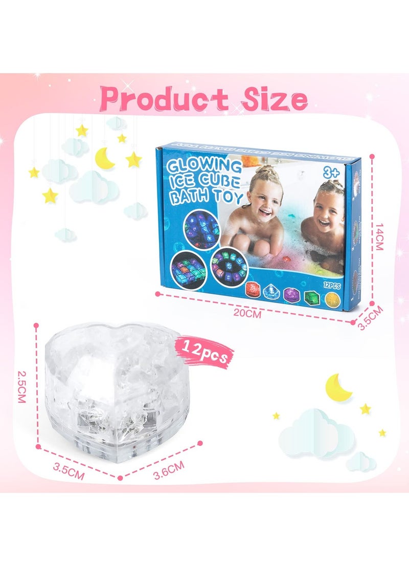 SYOSI - SYOSI 12 Pcs Baby Bath Toys, Glowing Color Changing Heart Bath Toy Glowing Color Changing Heart Shaped LED Light Baby Light Up Bathtub Toys for Bathroom Shower Game Swimming Pool Party - Image 1