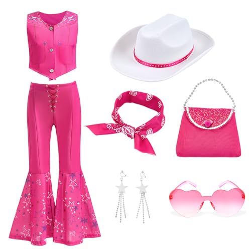Kidinix Cowgirl Costume Girls Kids Disco Outfits Movie Heroine Dress Up for Halloween Birthday Cosplay Party - Image 1
