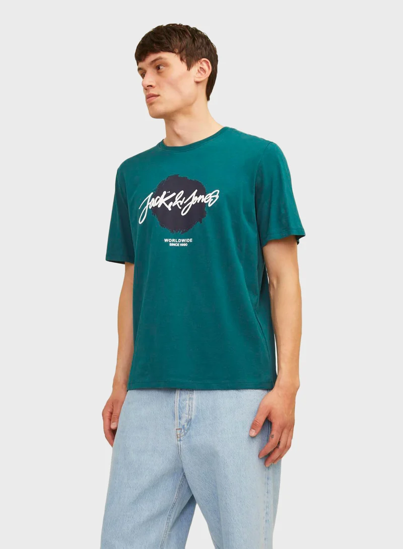جاك اند جونز Jjtiley Graphic Printed Short Sleeve T-Shirt