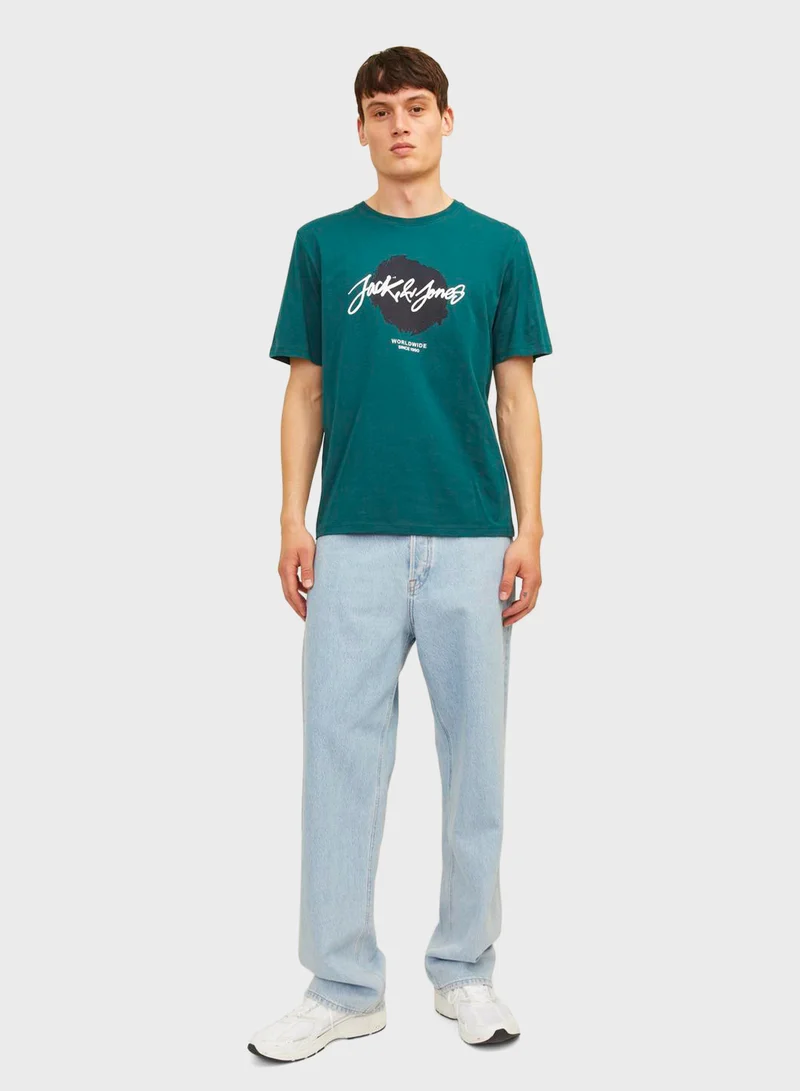 جاك اند جونز Jjtiley Graphic Printed Short Sleeve T-Shirt