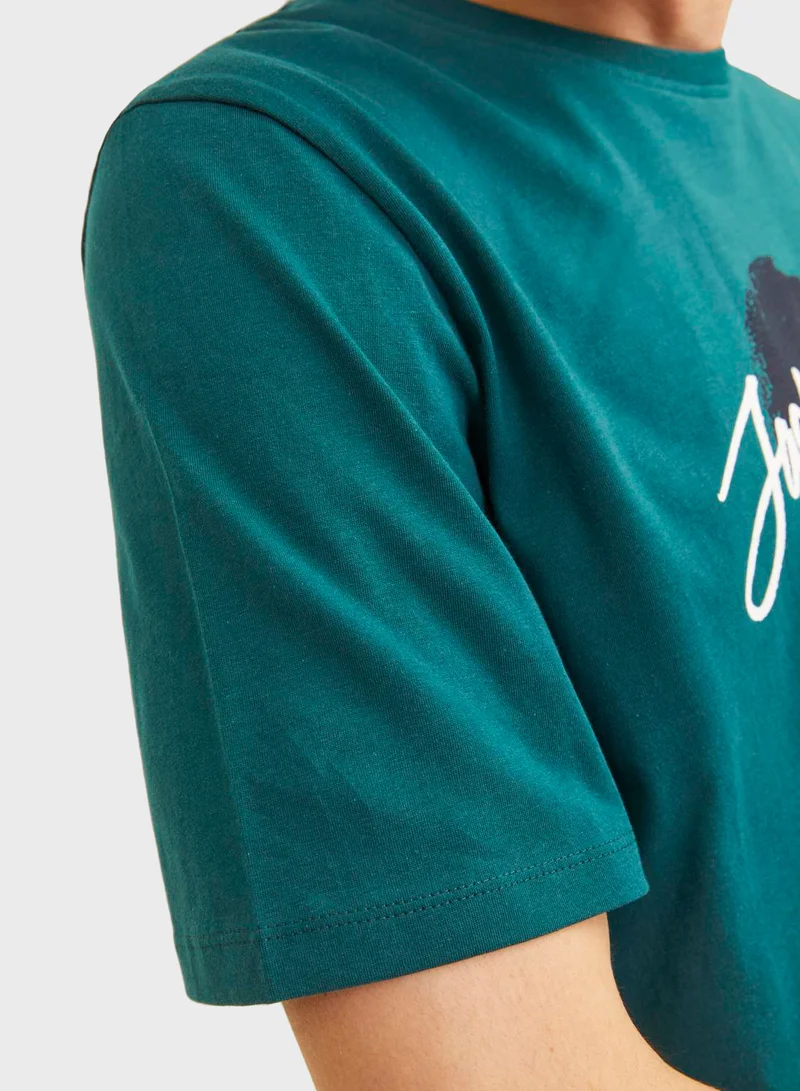 جاك اند جونز Jjtiley Graphic Printed Short Sleeve T-Shirt