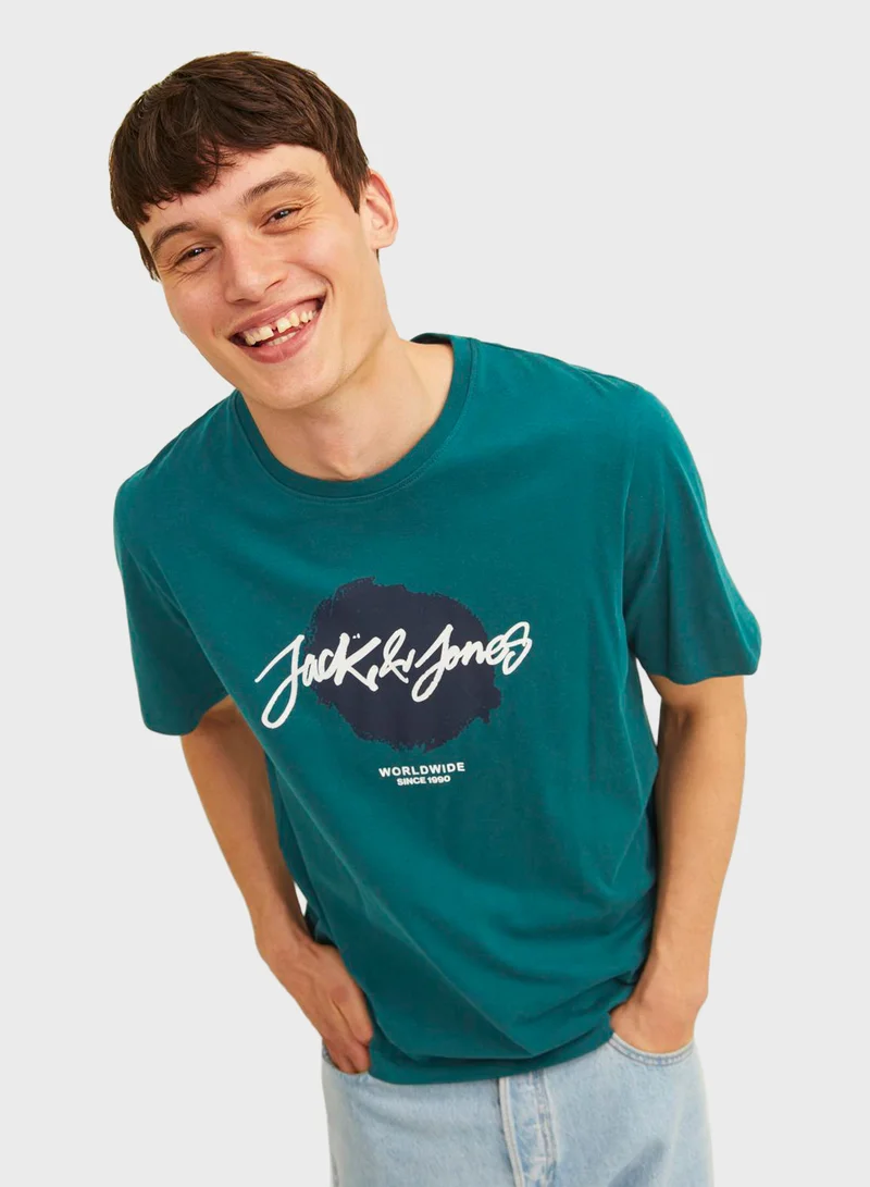 جاك اند جونز Jjtiley Graphic Printed Short Sleeve T-Shirt