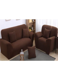 NIBEMINENT 3-Piece Solid Pattern Dust Proof Sofa Slipcover Set Coffee 90 x 140centimeter  - Image 1