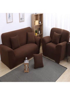 NIBEMINENT 3-Piece Solid Pattern Dust Proof Sofa Slipcover Set Coffee 90 x 140centimeter  - Image 2