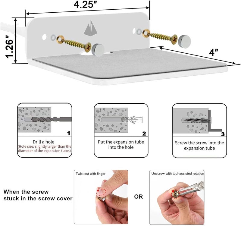 TXesign Wall Mount for Speakers, Webcam, Phones - Acrylic Floating Shelf (Silky White & Transparent) - Image 3