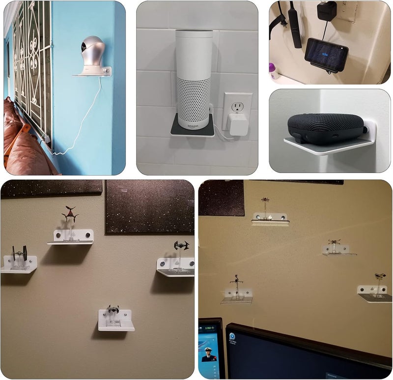 TXesign Wall Mount for Speakers, Webcam, Phones - Acrylic Floating Shelf (Silky White & Transparent) - Image 5