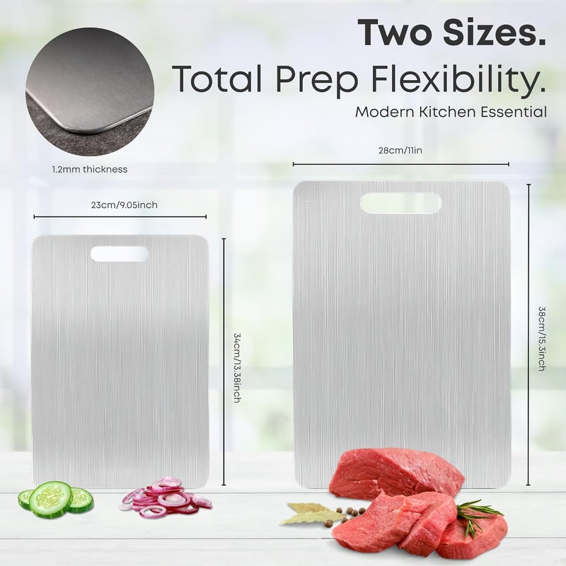 Nexso Stainless Steel Cutting Boards for Kitchen – Set of 2 | Food-Grade Hygienic, Easy to Clean, Dishwasher Safe | Cutting Board Stainless Steel - Image 5