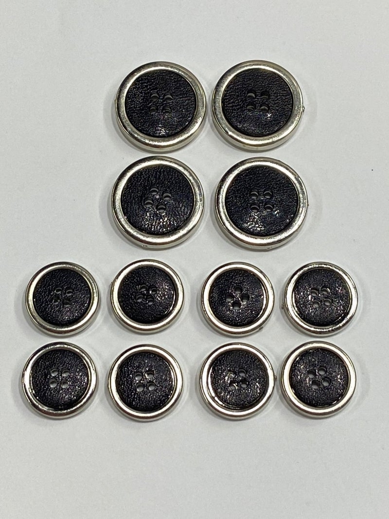 Karan Tuhafiye Karan Haberdashery Blazer Jacket Button Set / Black Silver / M004 - Image 1
