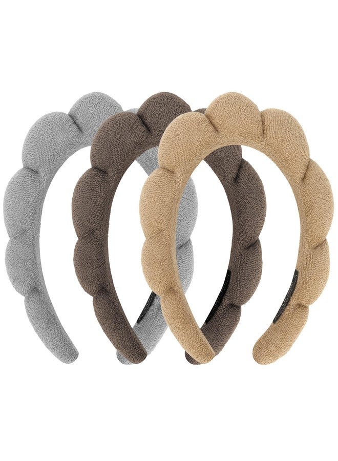 ACO-UINT 3 Pack Terry Cloth Spa Headbands - Skincare Makeup Headbands With Puffy Hair Band for Face Washing and Skincare Routine - Image 1