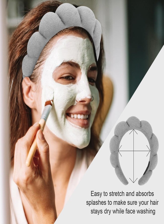 ACO-UINT 3 Pack Terry Cloth Spa Headbands - Skincare Makeup Headbands With Puffy Hair Band for Face Washing and Skincare Routine - Image 3