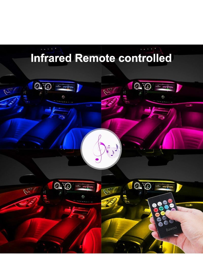 Loquat Car LED Interior Lights 4PCS 48 LED Interior Lights DC 12V Multicolor Music Car Strip Light Under Dash Lighting Kit with Sound Active Function and Wireless Remote Control Car Interior Accessories - Image 3