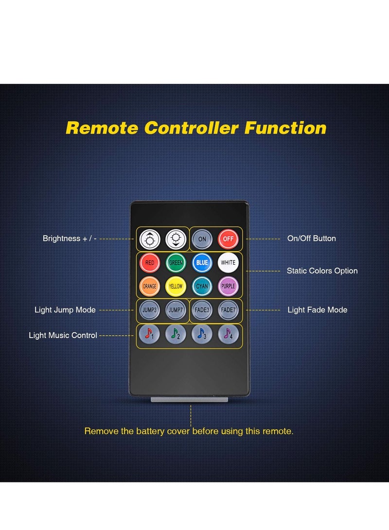 Loquat Car LED Interior Lights 4PCS 48 LED Interior Lights DC 12V Multicolor Music Car Strip Light Under Dash Lighting Kit with Sound Active Function and Wireless Remote Control Car Interior Accessories - Image 4